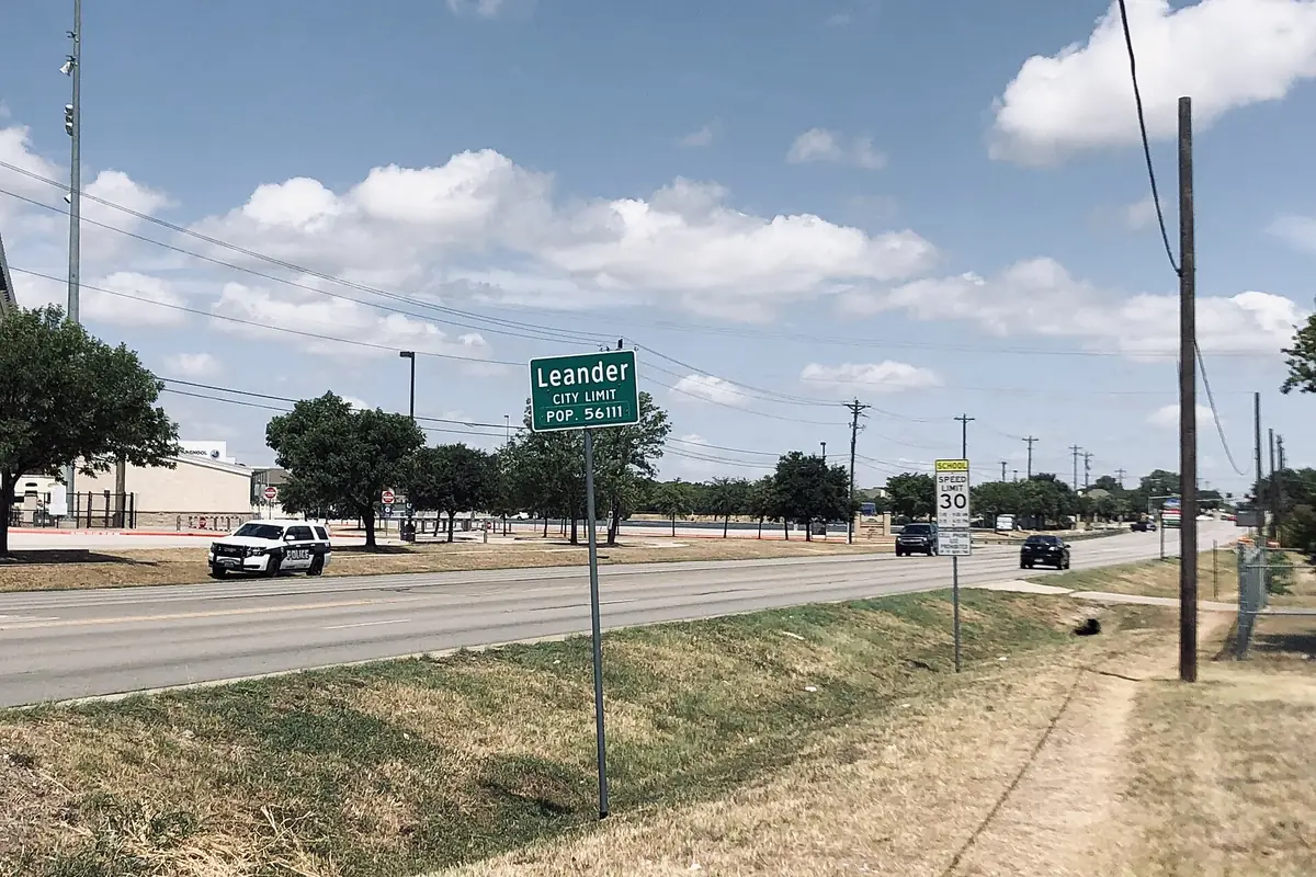 A roadside view of Leander, Texas